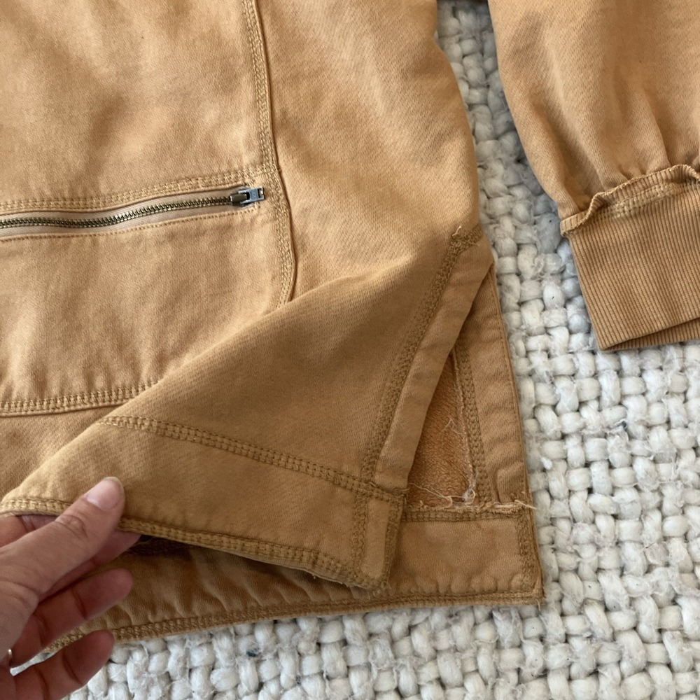 Pilcro Oversized Cotton Utility Jacket Tan Button Front Pocket Medium - Picture 5 of 10